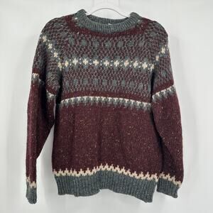 Eskimo Knitwear Mens Wool Sweater Sz XL Fair Isle Thick Cabincore Cozy Ski Lodge